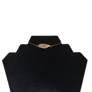 Copper Toned Lightweight Rhinestone Encrusted Leaf Feather Adjustable Bracelet